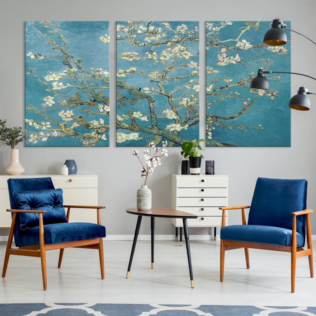 Art mural abstrait en fleurs d'amandier de Vincent Van Gogh Impression sur toile