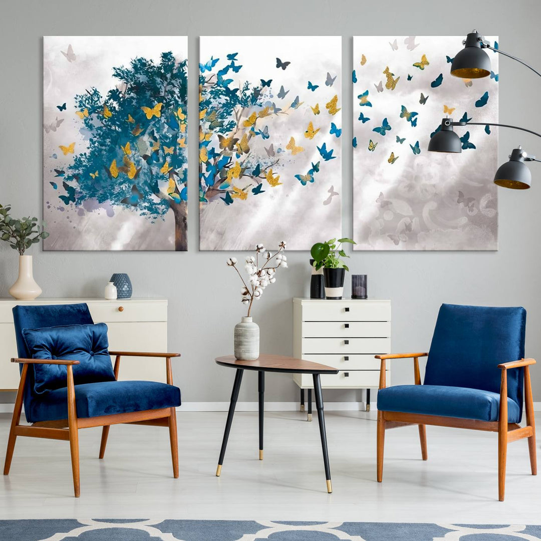 Arbre papillon abstrait arbre et papillon Art mural impression sur toile