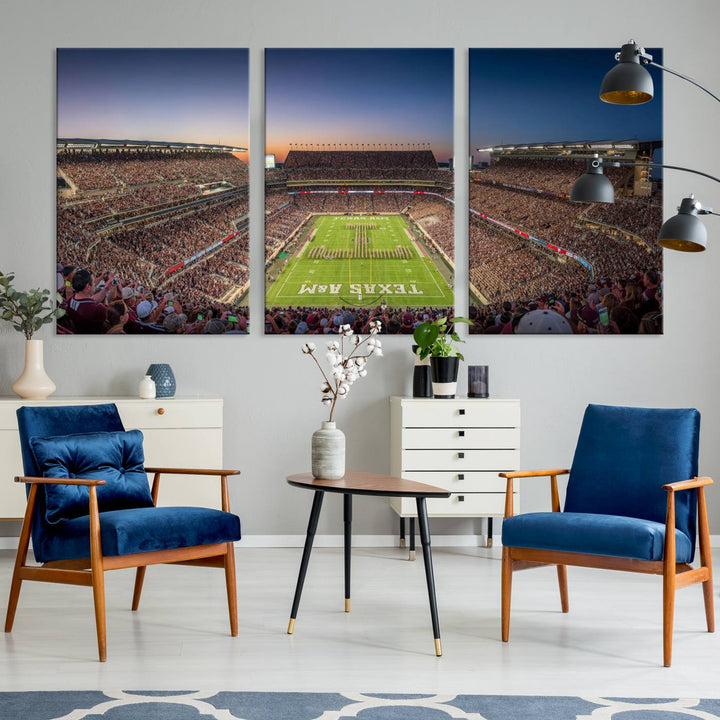 Texas A&M University Aggies Football Team Print - College Station Kyle Field Stadium Wall Art Canvas Print