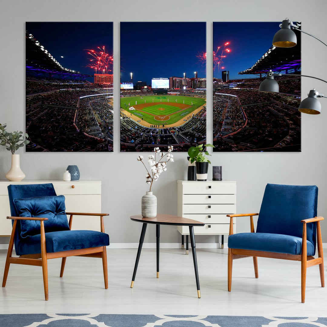 Atlanta Braves Baseball Team Print - Truist Park Stadium Wall Art Canvas Print