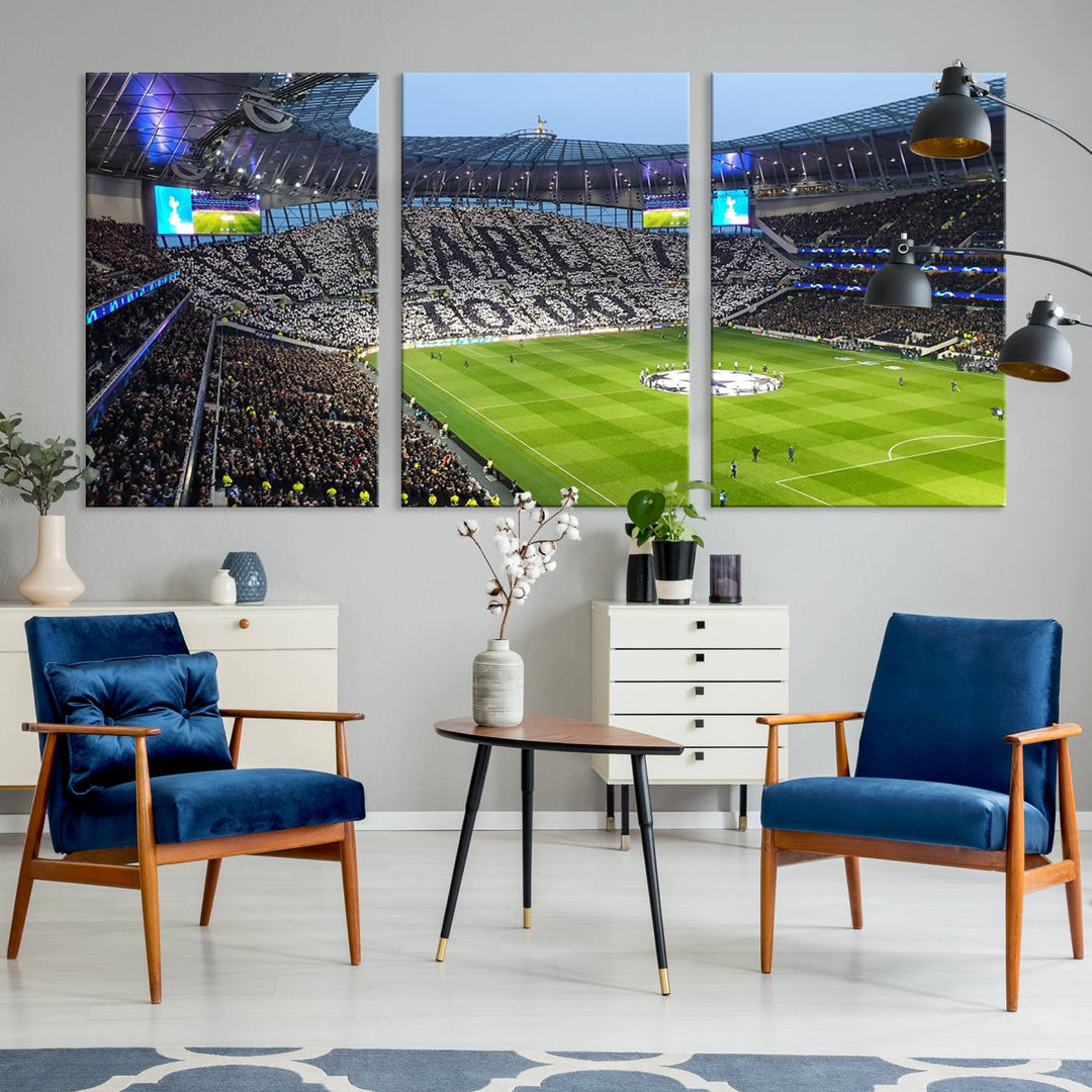 Tottenham Hotspur Stadium Match Day Triple Canvas Wall Art - Premier League Football