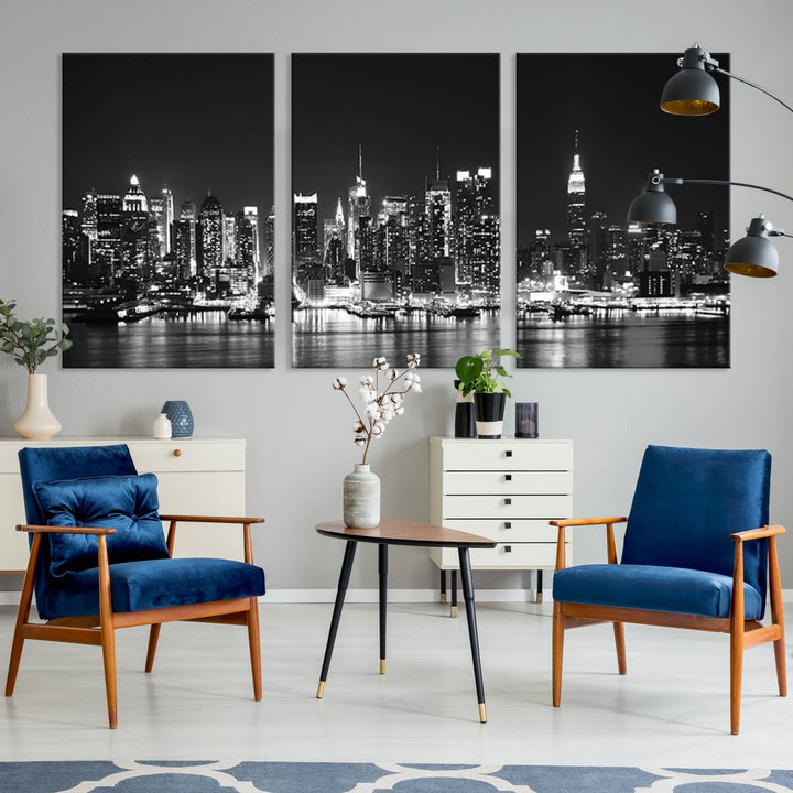 Wall Art NEW YORK Impressions sur toile Gratte-ciel de New York en noir et blanc