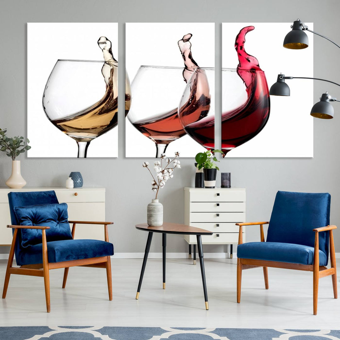 Wall Art Abstract Wine Glasses Canvas Print