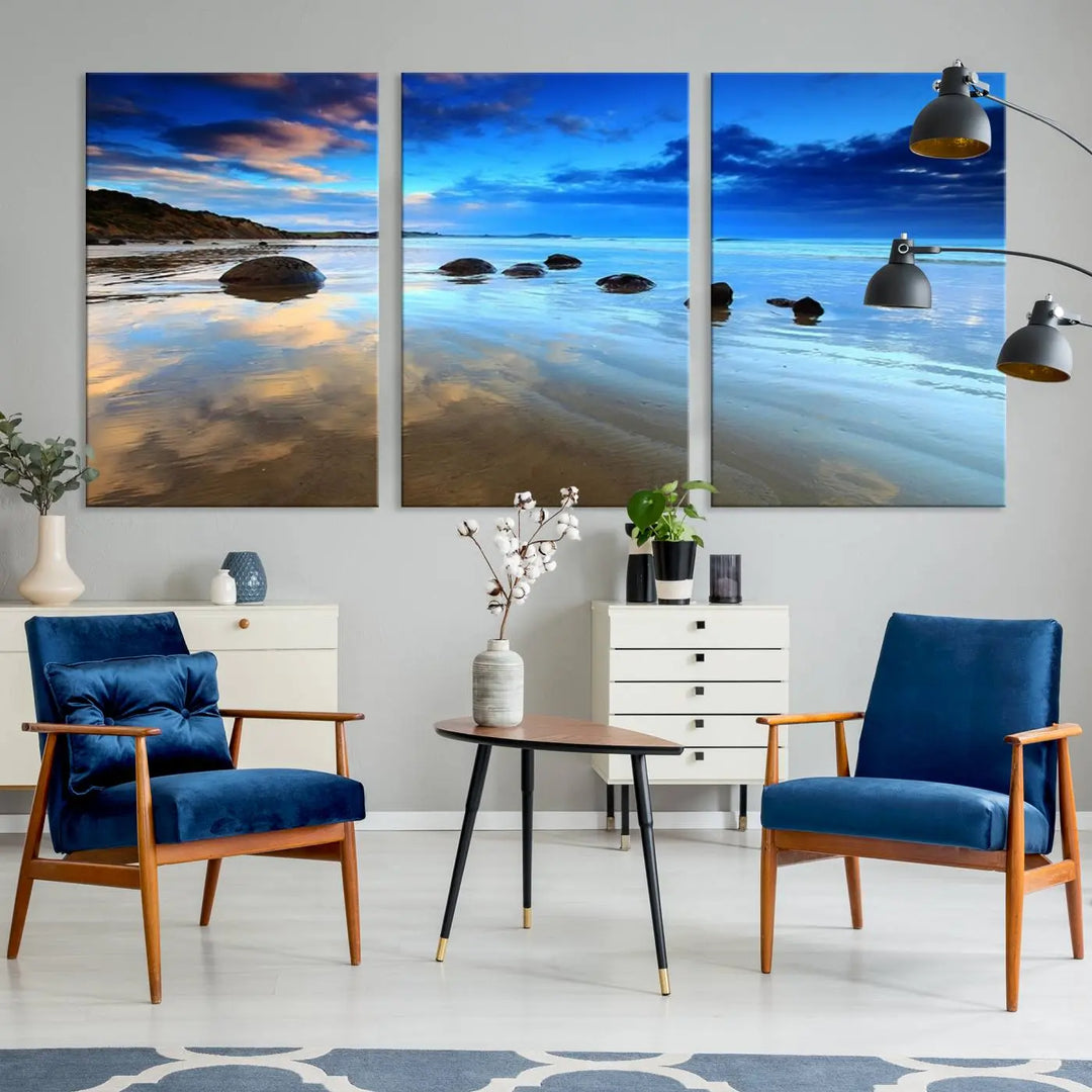 Wonderful Beach Landscape with Mountain Canvas Print 