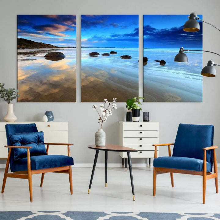 Wonderful Beach Landscape with Mountain Canvas Print 