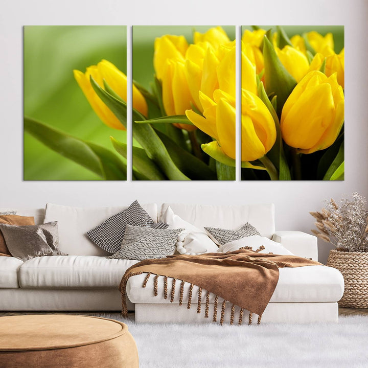 Art mural tulipes jaunes Impression sur toile