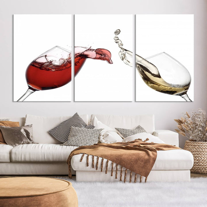 Red and White Wine in Glass Canvas Print