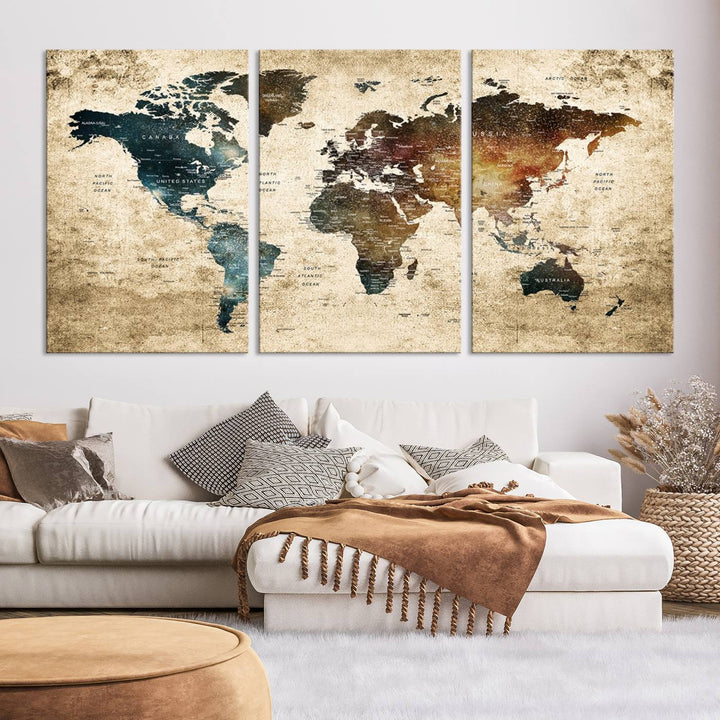 Carte du monde Impression sur toile