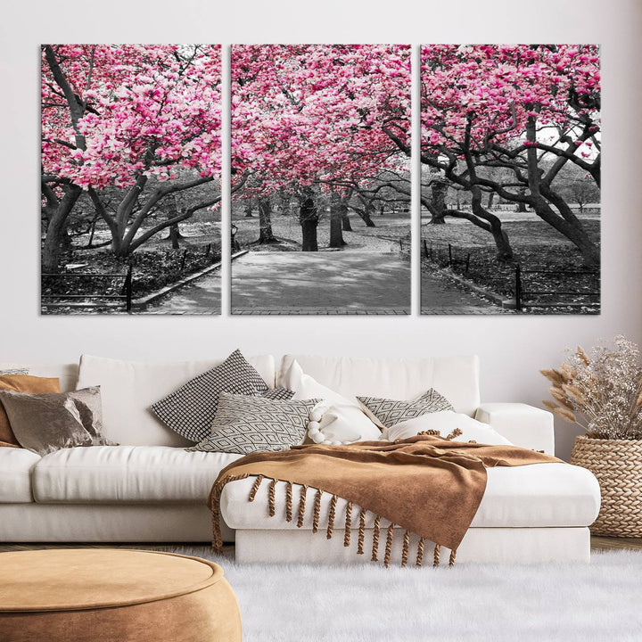 Art mural d’arbres roses Impression sur toile