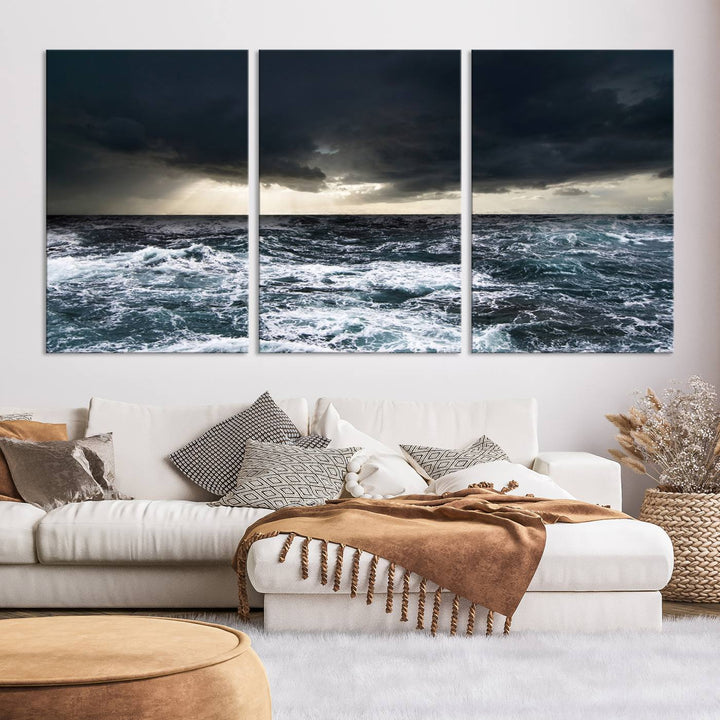 Ocean and Storm Canvas Art Print Hanging Great Print Ocean and