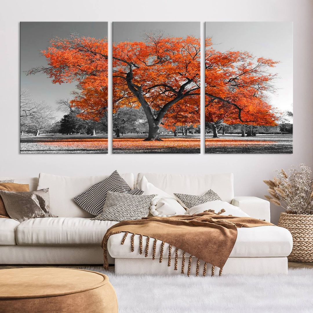 Impression d’art mural sur toile d’arbre d’automne orange