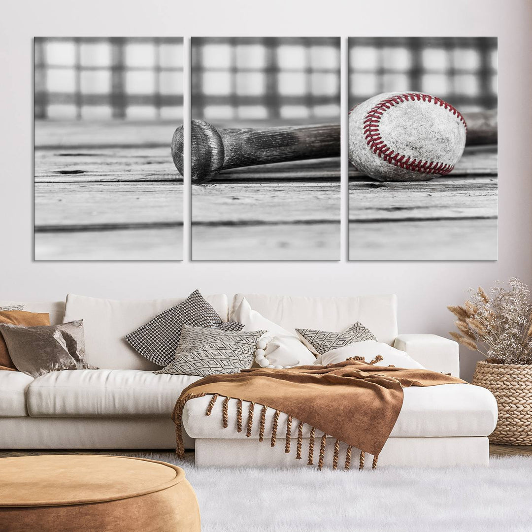 Impression d'art mural sur toile de baseball vintage