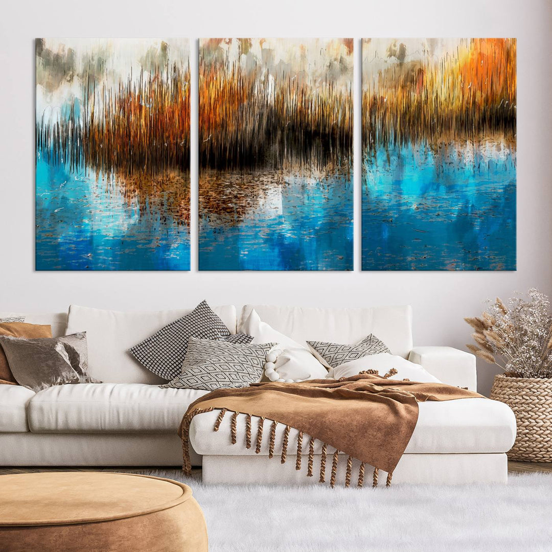 Restful Landscape Art Abstract Lake Canvas Print Wall Art