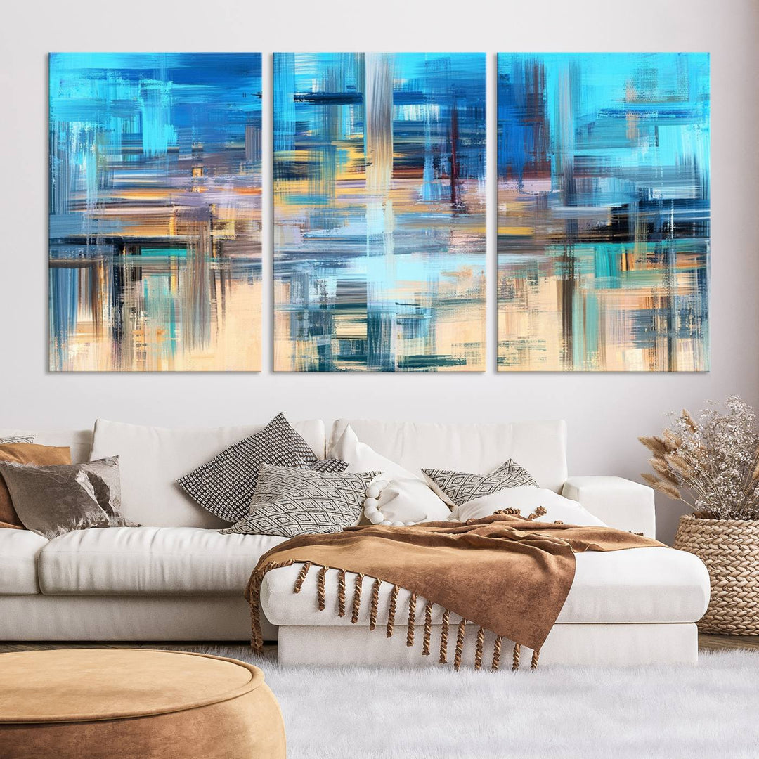 Contemporary Work of Art Blue Abstract Canvas Painting Wall Art Canvas Print