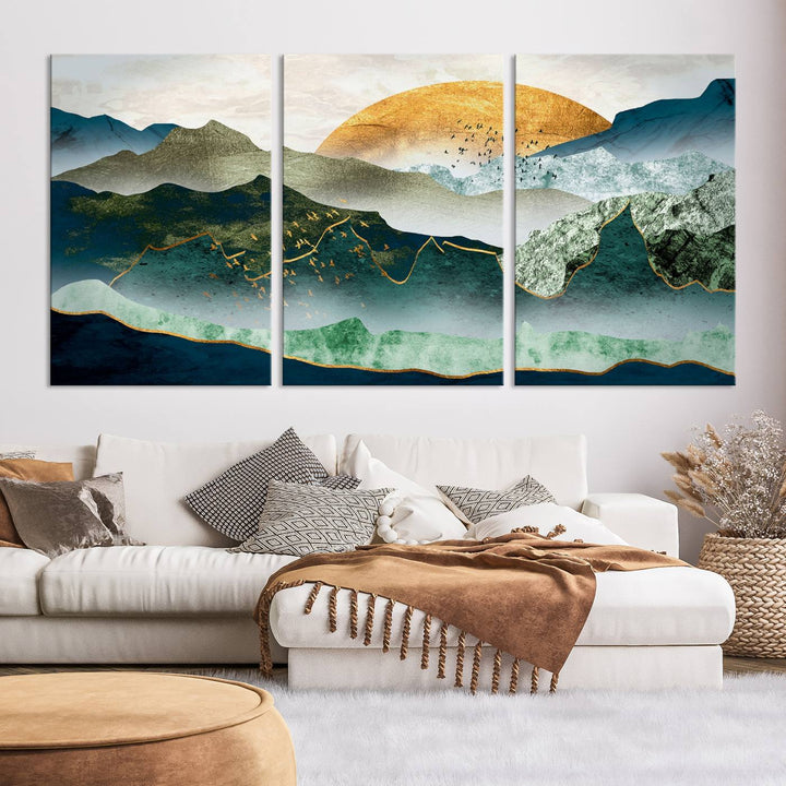 Cheering Sunrise Abstract Painting Canvas Art Print Abstract Landscape Wall Art