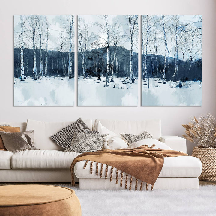 Impression d’art sur toile de forêt d’hiver à couper le souffle Multi Panel Forest Art Winter Photograph Art