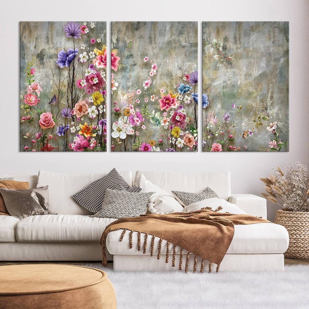 Cozy Flowers Painting on Canvas Wall Art Floral Canvas Print