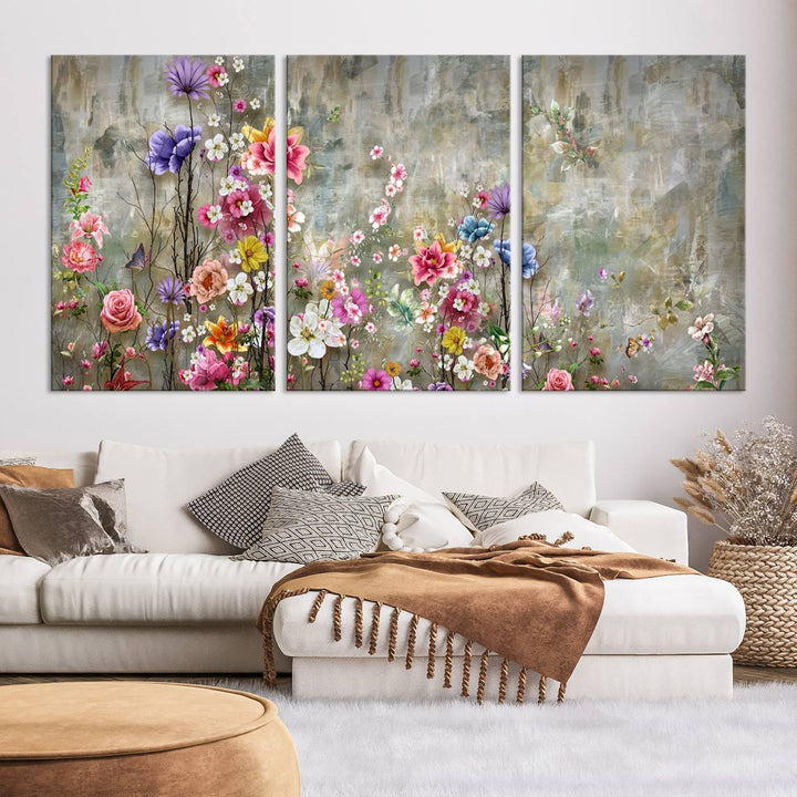 Pintura de flores acogedoras sobre lienzo Arte de pared extra grande Impresión de lienzo floral