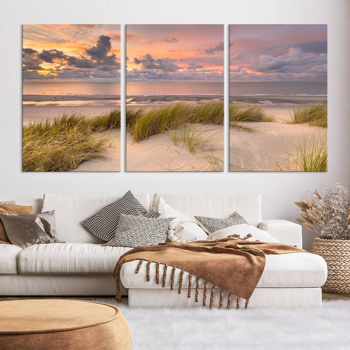 Arte de la pared de la playa Impresión del lienzo Impresión de la obra de arte del atardecer Arte de la pared costera