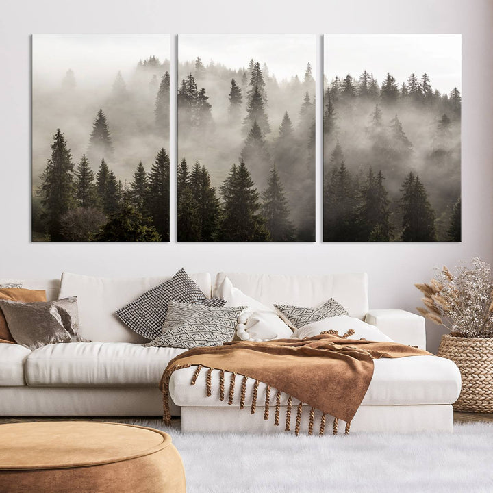 Foggy Forest Wall Art Canvas Print