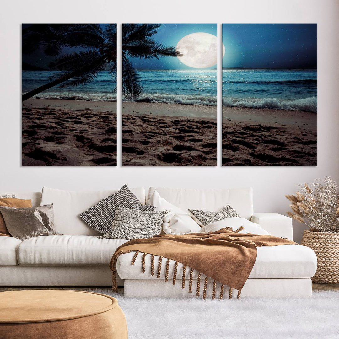 Moonglade Coastal Palm Tree Wall Art Canvas Print