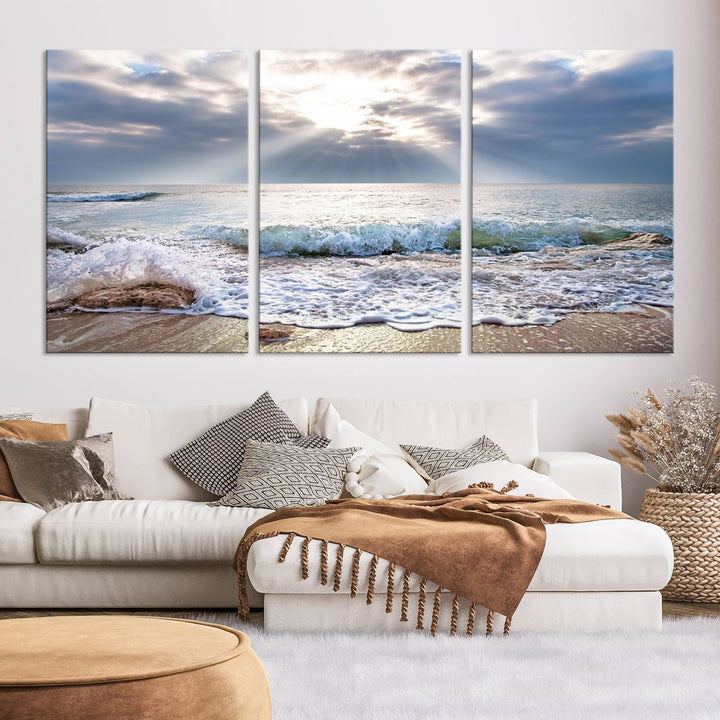 Sunset At The Beach Wall Art Canvas Print 