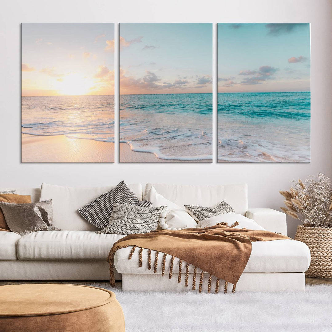 Arte de la pared de Sunset Beach Art Ocean Vibes Lienzo