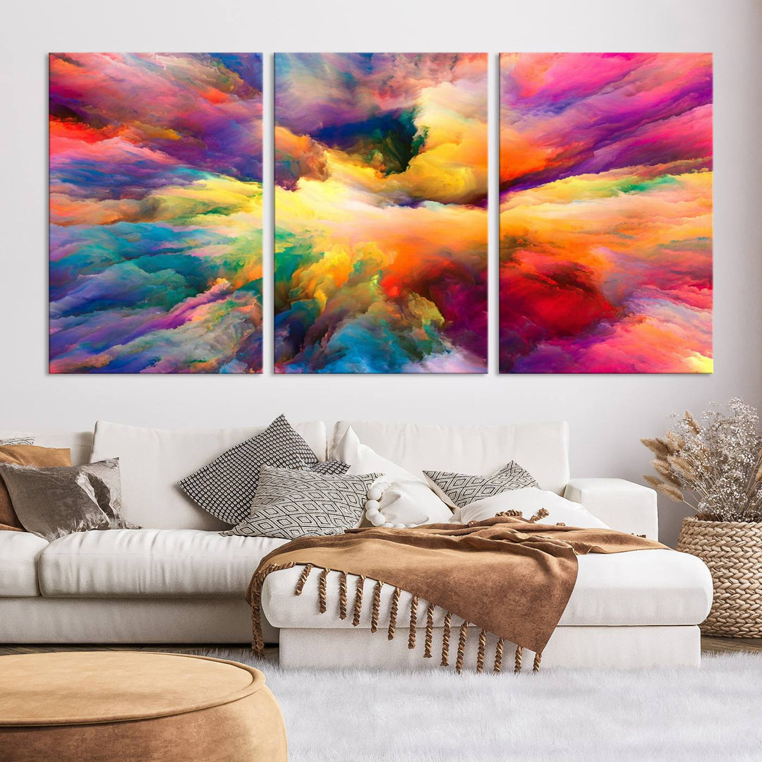 Arte de pared en forma de nube de colores vibrantes y ardientes Lienzo