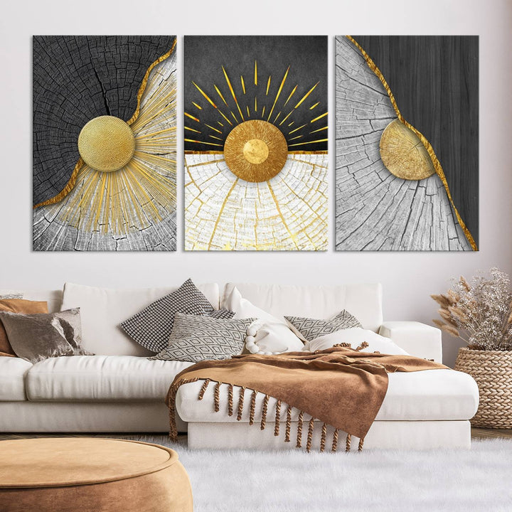 Minimal Style 3 Panel Abstract Wall Art Canvas Print 