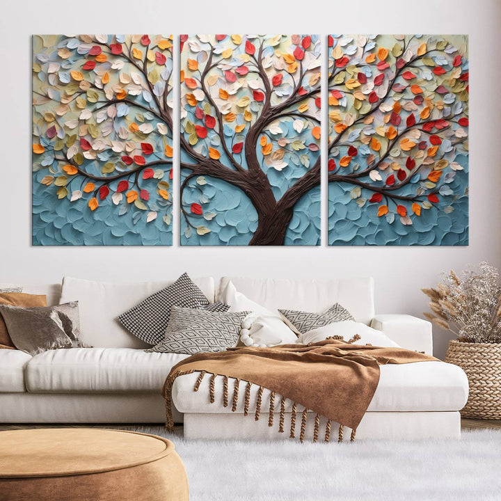 Abstract Tree and Leaf Wall Art Canvas Print