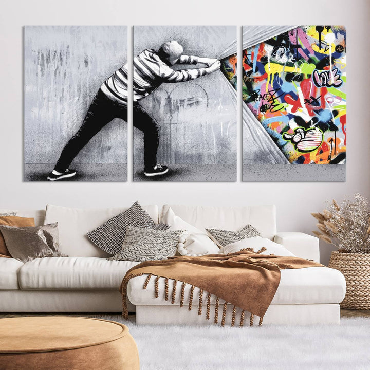 Graffiti canvas wall art Street art print Urban art Graffiti poster canvas art Street art wall decor Abstract art