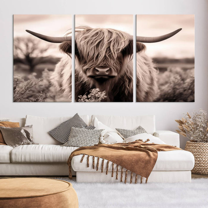 Scottish Cow Longhorn Wall Art Canvas Print.