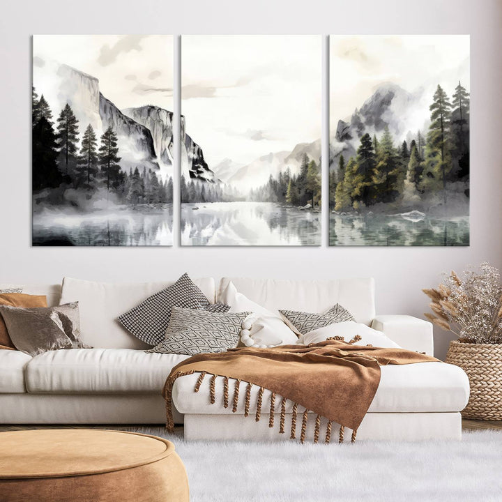 Yosemite Valley Serenity Wall Art Canvas Print – Framed and Ready to Hang – Majestic Nature Landscape Décor