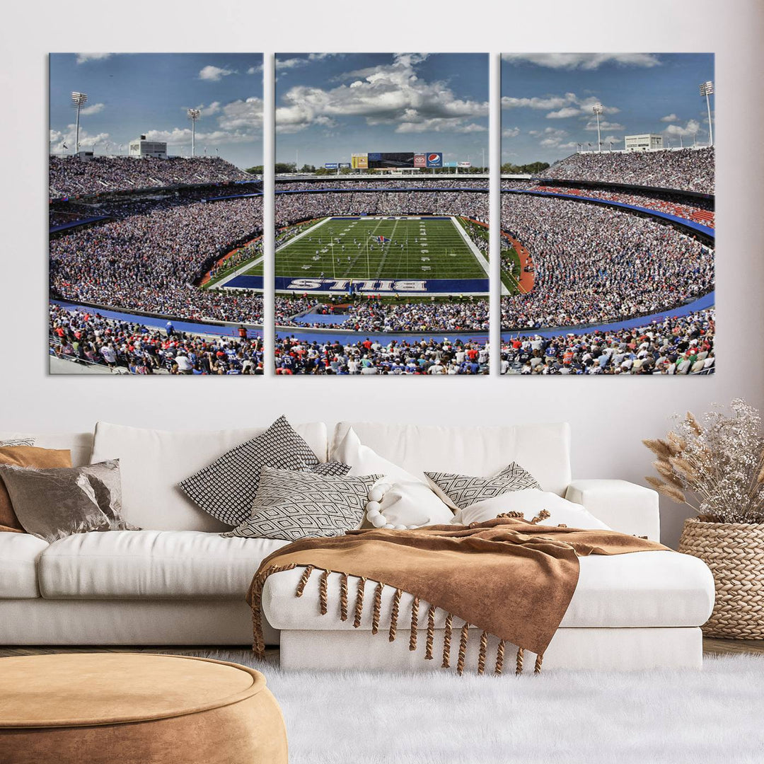 Buffalo Bills Football Team Print - Highmark Stadium Wall Art Canvas Print - Bills Stadium Game Day Triple Canvas Wall Art - Buffalo Bills NFL Match