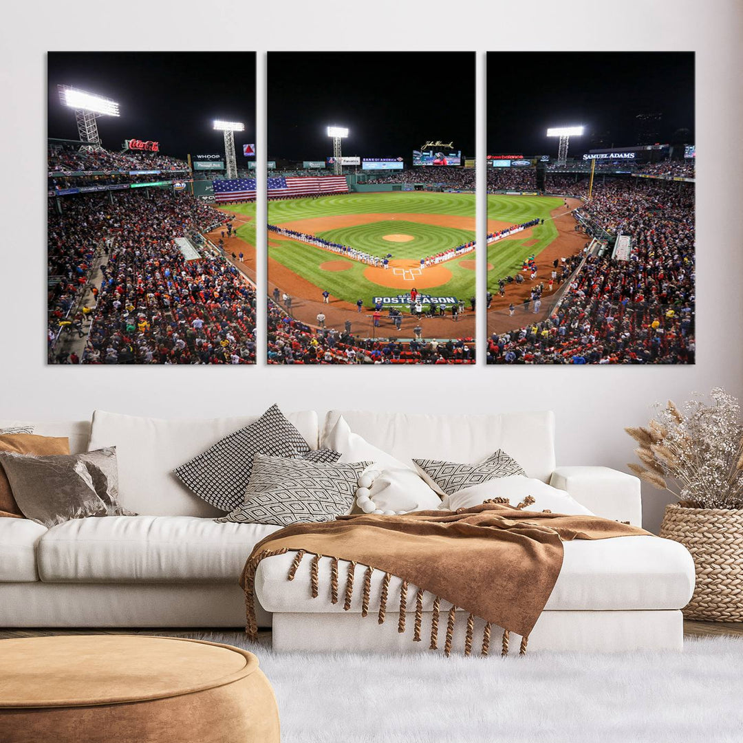 Fenway Park Postseason Triple Canvas Wall Art - Boston Red Sox Historic Game