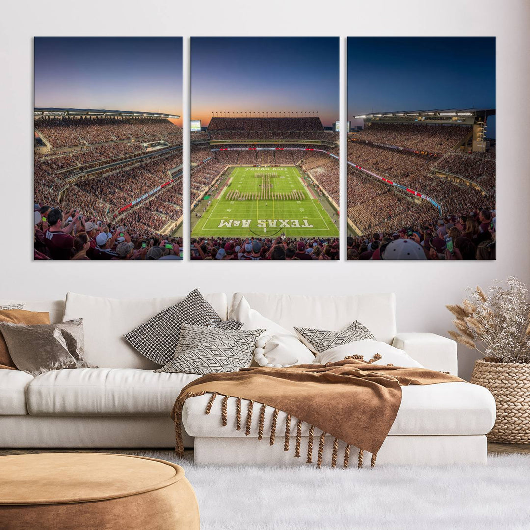 Texas A&M University Aggies Football Team Print - College Station Kyle Field Stadium Wall Art Canvas Print