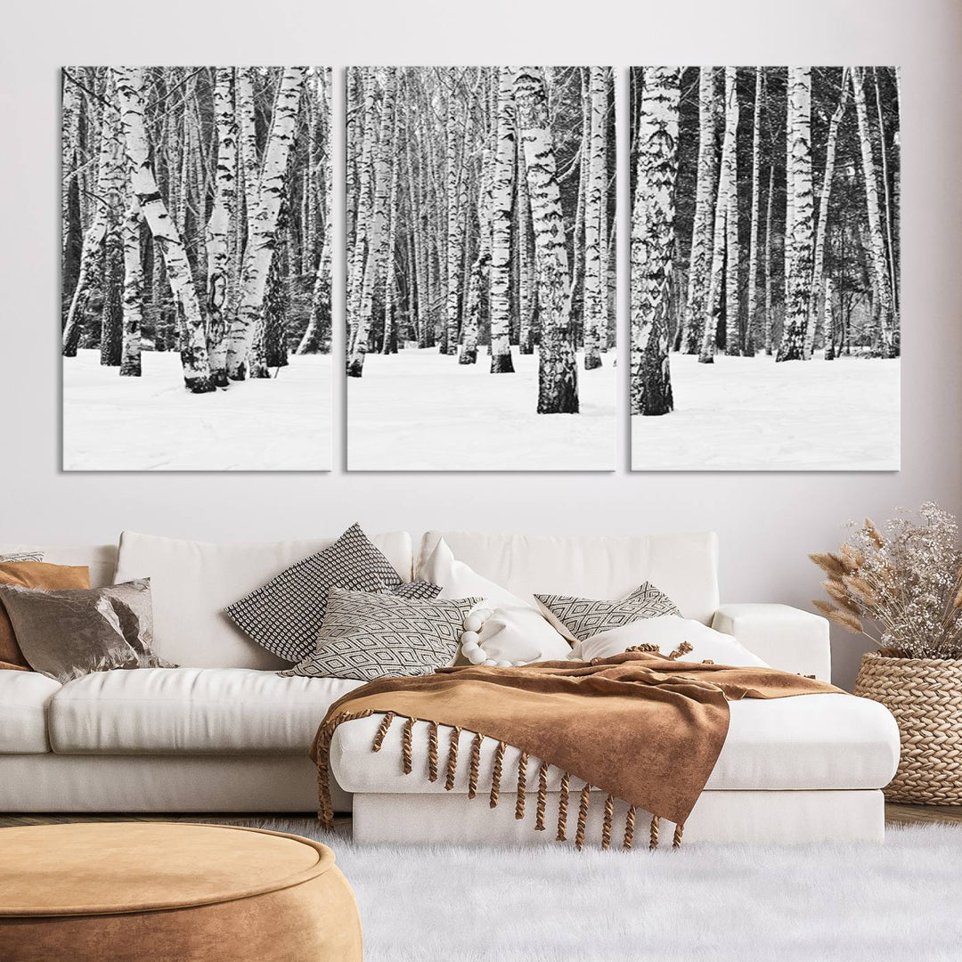 Wall Art Landscape Canvas Print Forest in Winter with Snowy Ground and Trees