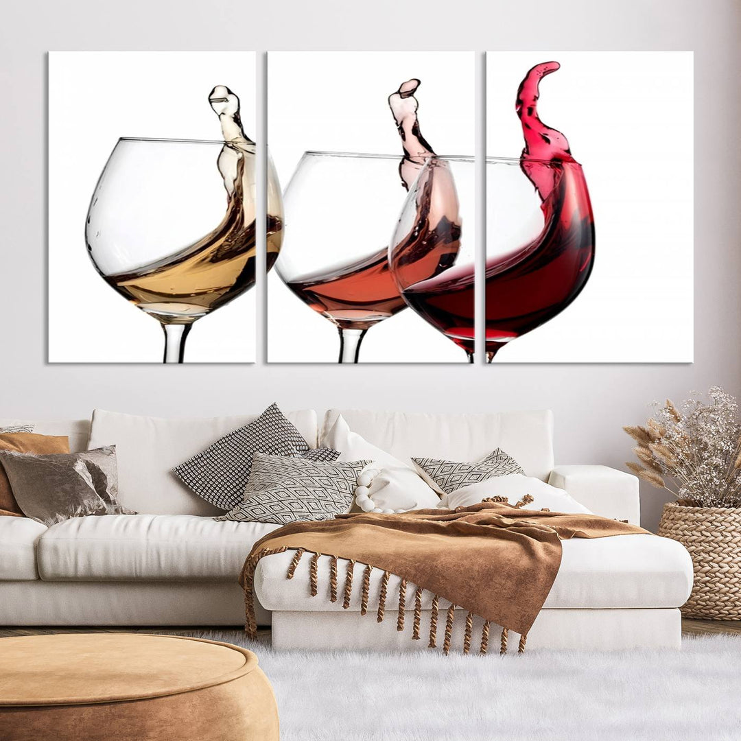 49896 - Lienzo decorativo para pared grande con vino abstracto en copas