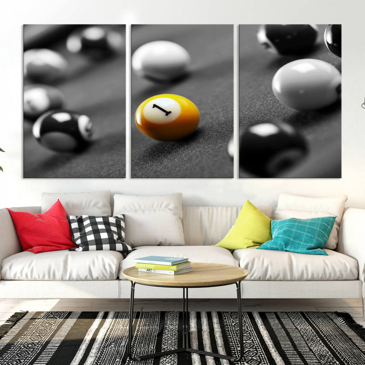 Black and White Concept Billiard Balls Canvas Print