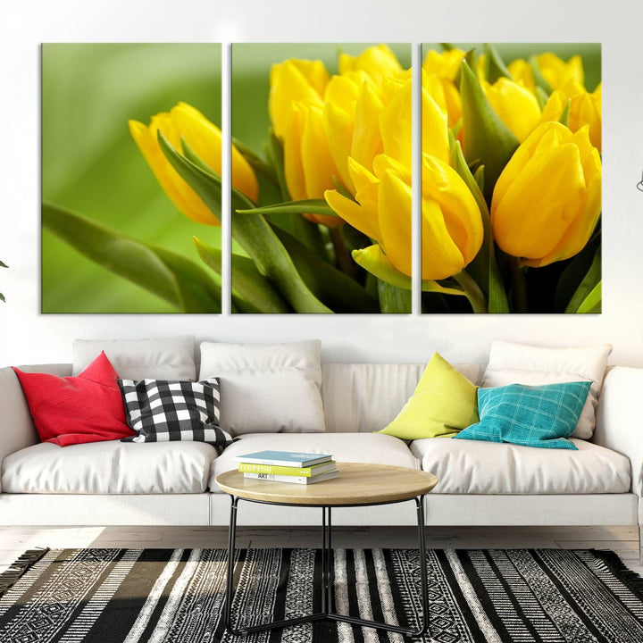 Art mural tulipes jaunes Impression sur toile