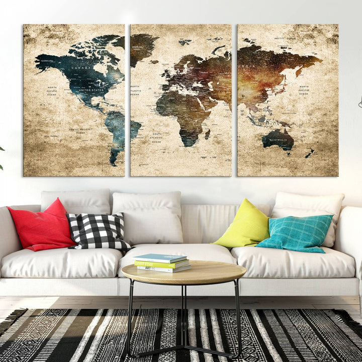 Carte du monde Impression sur toile