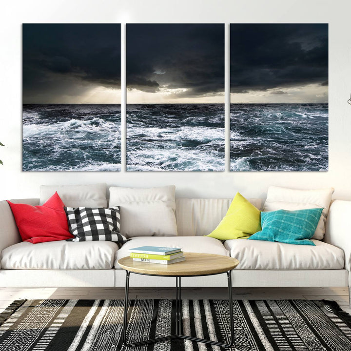 Ocean and Storm Canvas Art Print Hanging Great Print Ocean and