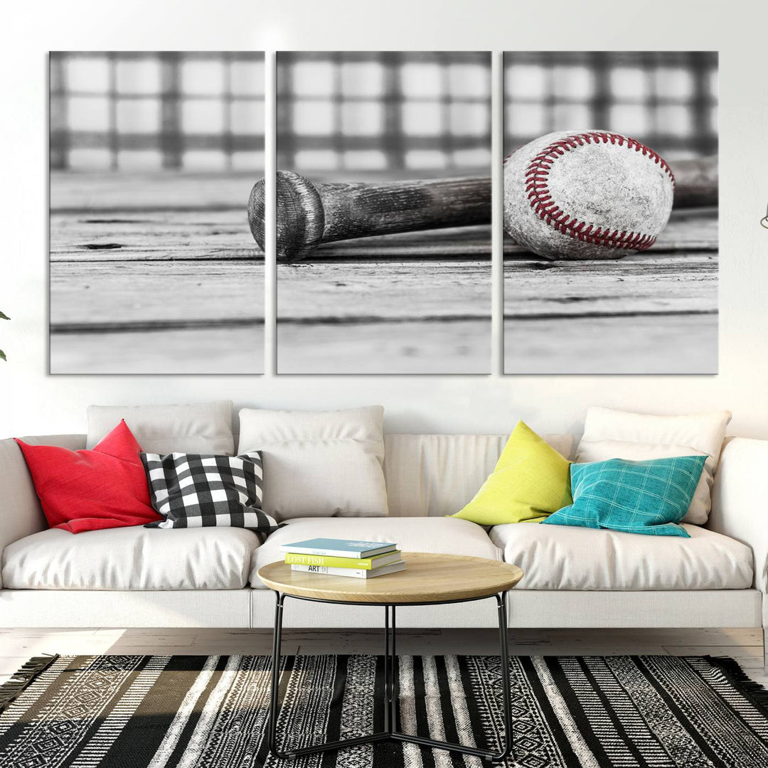 Impression d'art mural sur toile de baseball vintage