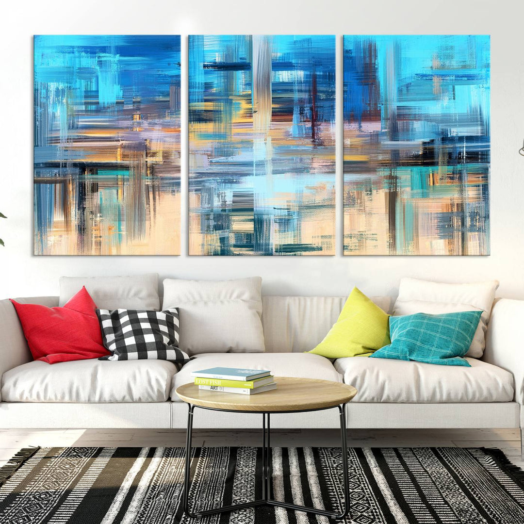 Contemporary Work of Art Blue Abstract Canvas Painting Wall Art Canvas Print