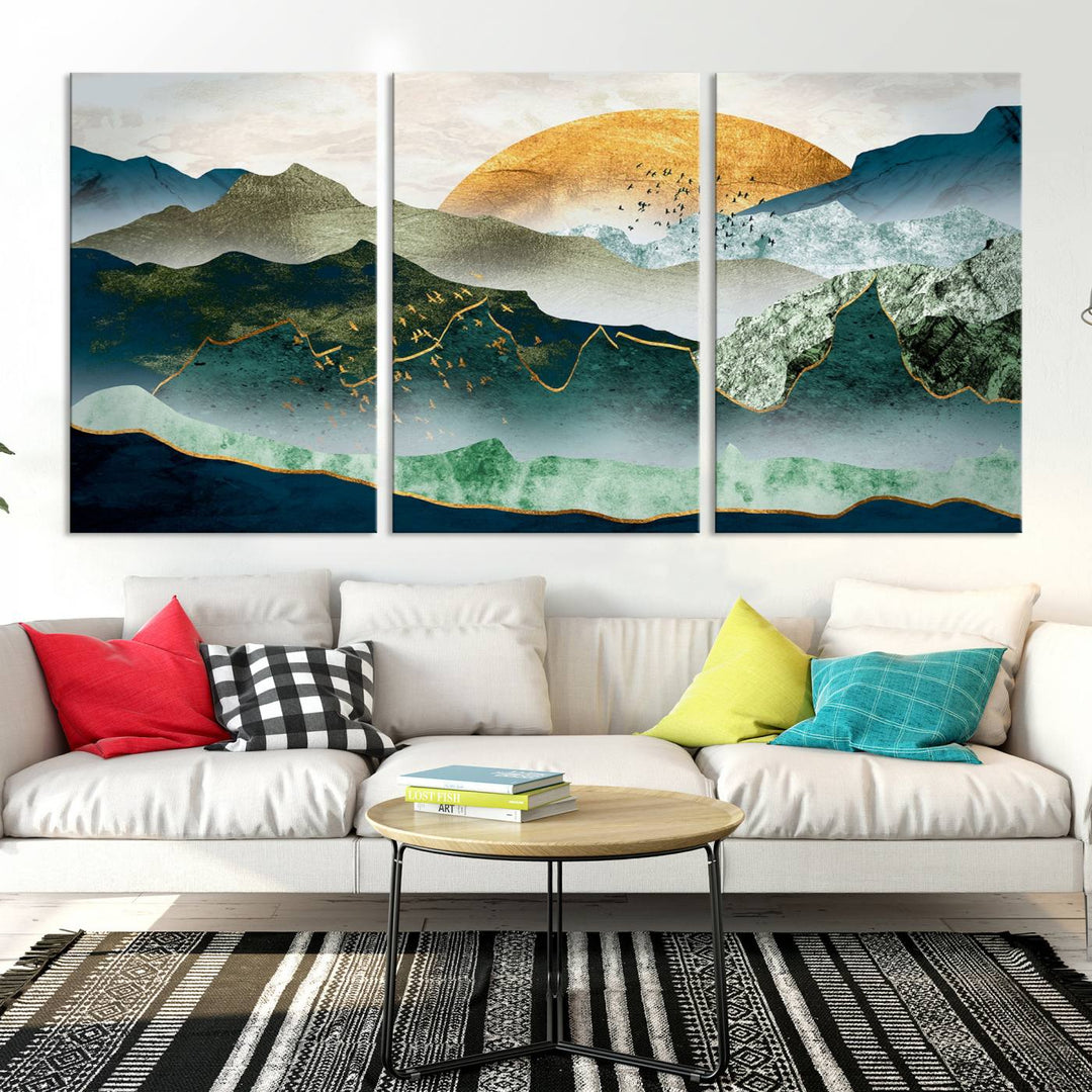 Cheering Sunrise Abstract Painting Canvas Art Print Abstract Landscape Wall Art