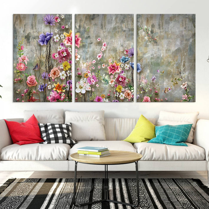 Peinture de fleurs confortables sur toile, impression florale sur toile