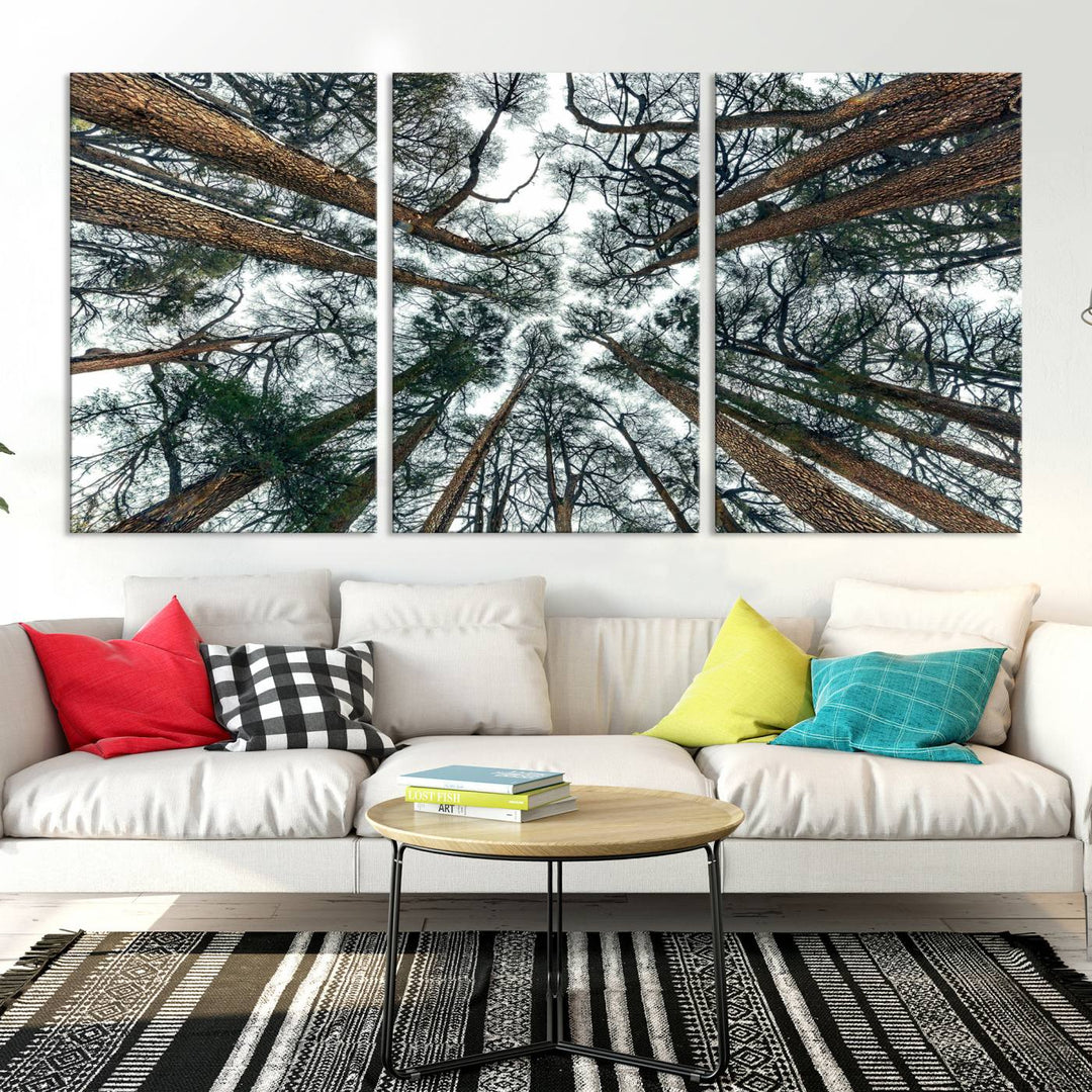 Impression sur toile d’art mural d’arbres forestiers