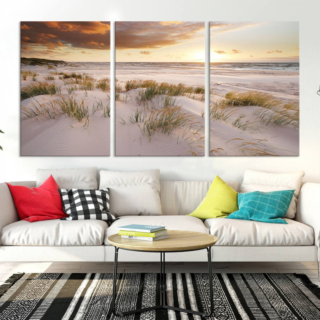 Ocean Beach Wall Art Canvas Print Sunset Artwork Print Coastal Wall Art