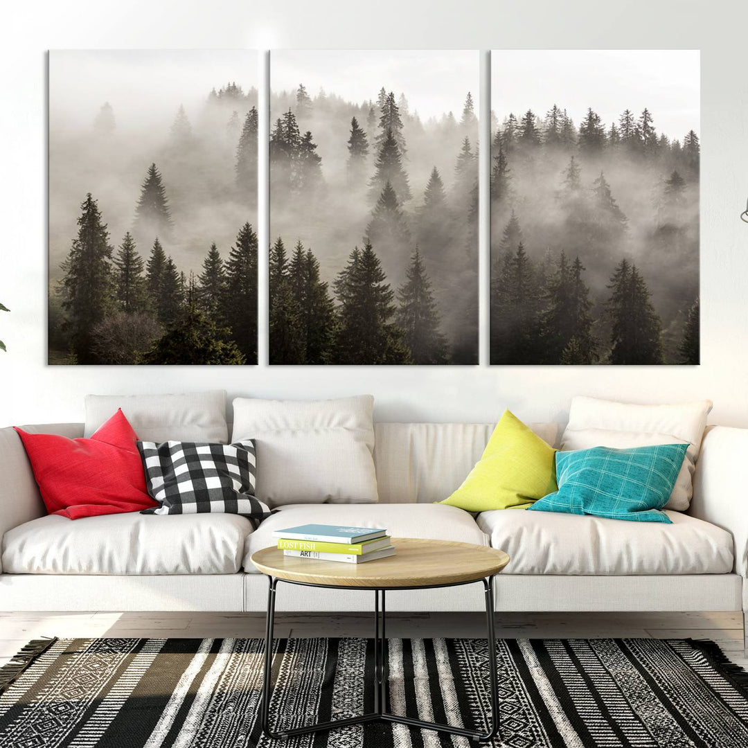 Foggy Forest Wall Art Canvas Print