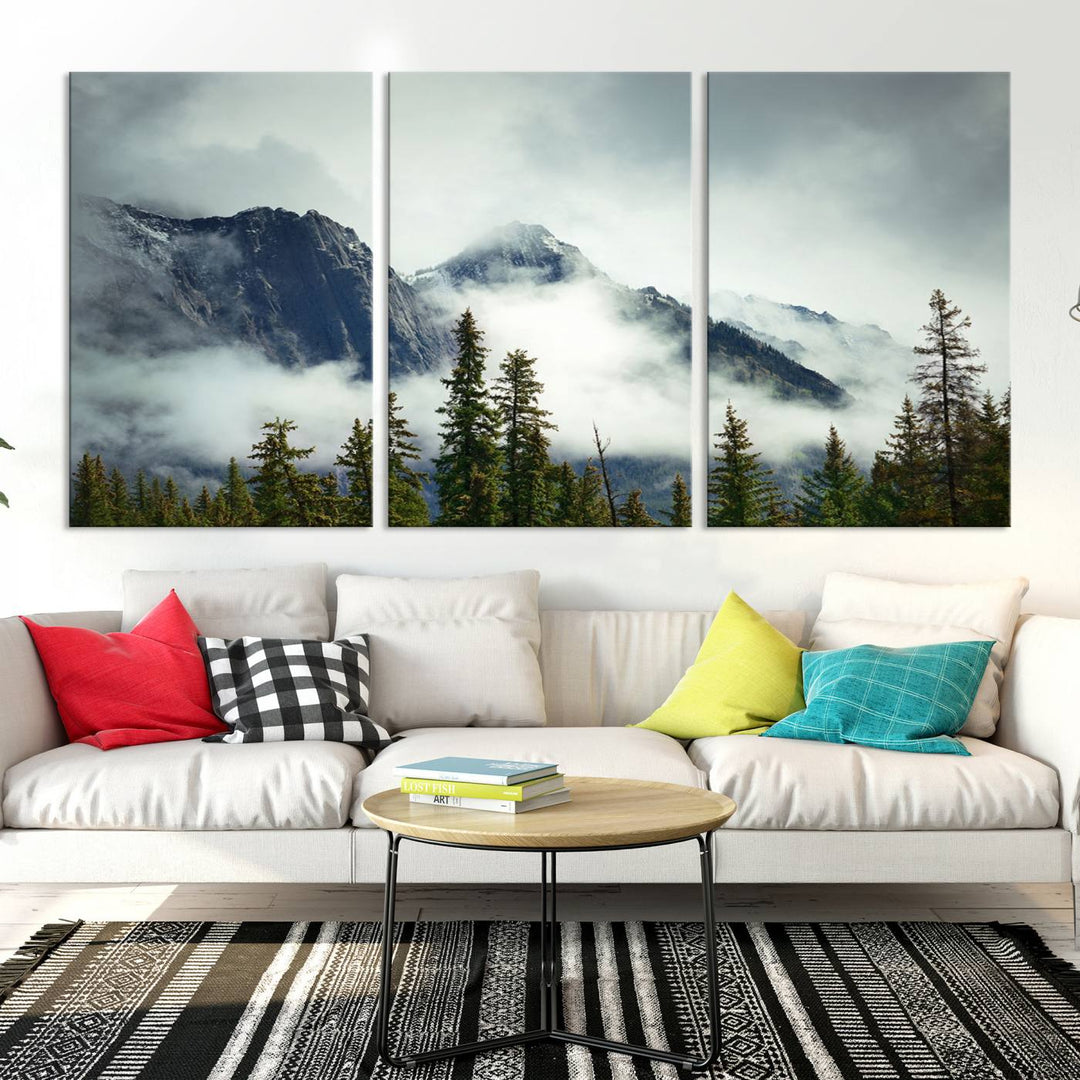 Misty Mountain Forest Wall Art Canvas Print